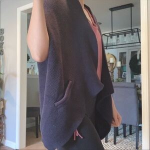 Anthropologie Akemi+Kin Dolman Sleeve Navy Ribbed Open Draped Cardigan M